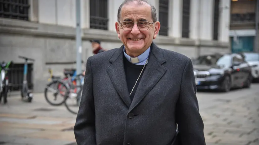 L’arcivescovo Mario Delpini al convegno 'Cultura ed economia: Milano e il suo genio per la civitas di domani' alla Veneranda Biblioteca Ambrosiana, Milano 21 Marzo 2025 ANSA/MATTEO CORNER