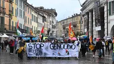 Manifestazione a Brescia in occasione delle sciopero generale per Gaza