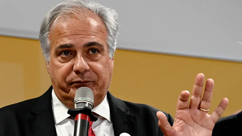 Roberto Salis durante la conferenza stampa di Alleanza Verdi e Sinistra per commentare i risultati delle elezioni europee, Roma, 10 giugno 2024. ANSA/RICCARDO ANTIMIANI