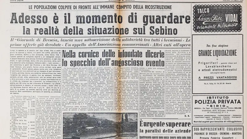 Nel 1953 viene lanciata una raccolta fondi per il lago d'Iseo alluvionato © www.giornaledibrescia.it