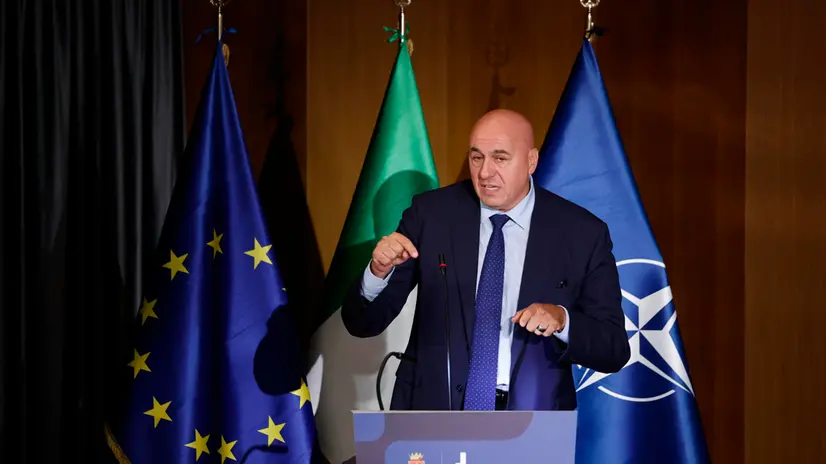 Italian Defence Minister Guido Crosetto during Defence Procurement Forum ‘’The national perspective for European Defence’’, Rome 16 September 2025. ANSA/FABIO FRUSTACI