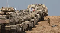 epa12384116 Israeli tanks deployed near the border with the Gaza Strip in southern Israel, 17 September 2025. Israel ramped up its offensive in the Gaza Strip on 16 September. More than 64,900 Palestinians have been killed in the Gaza Strip since October 2023, according to the Palestinian Ministry of Health. EPA/ABIR SULTAN
