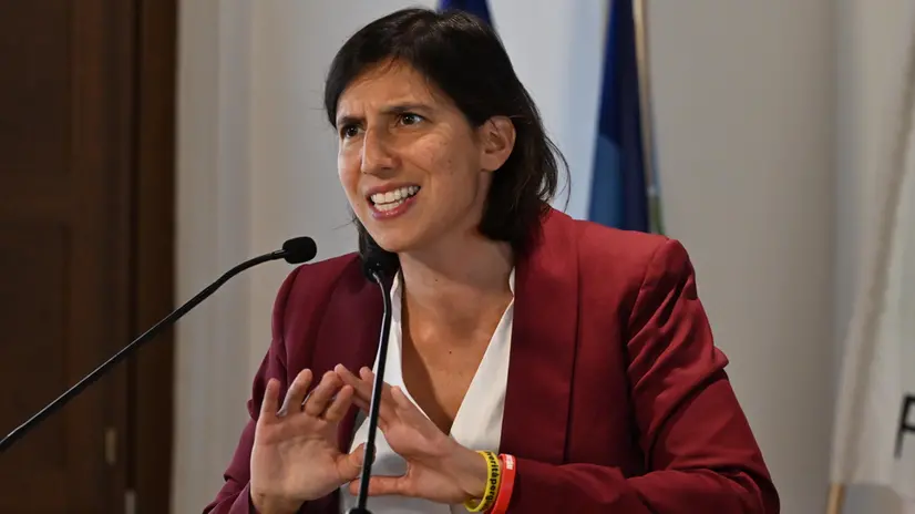 La relazione della segretaria Elly Schlein, nel corso della direzione nazionale del PD a Roma, 23 settembre 2025. ANSA/MAURIZIO BRAMBATTI