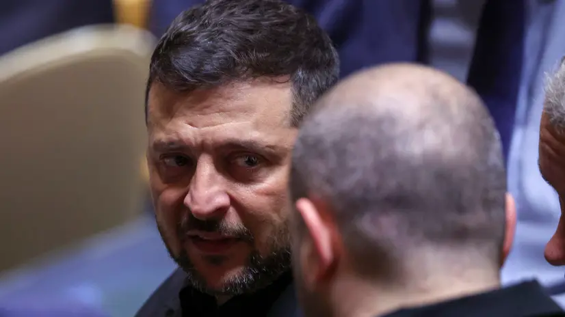 epa12399733 President of Ukraine Volodymyr Zelensky speaks to other attendees at the General Debate of the 80th session of the United Nations General Assembly (UNGA) at the United Nations headquarters in New York, USA, 23 September 2025. EPA/SARAH YENESEL