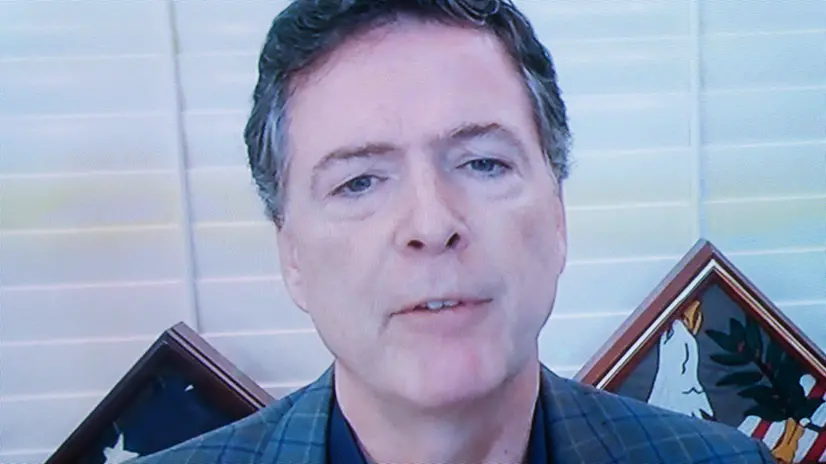 epa08709336 James Comey, former director of the Federal Bureau of Investigation (FBI), testifies via videoconference during a Senate Judiciary Committee hearing in Washington, DC, USA, on 30 September 2020. The committee is exploring the Federal Bureau of Investigation's investigation of the 2016 Trump campaign and Russian election interference. EPA/Stefani Reynolds / POOL