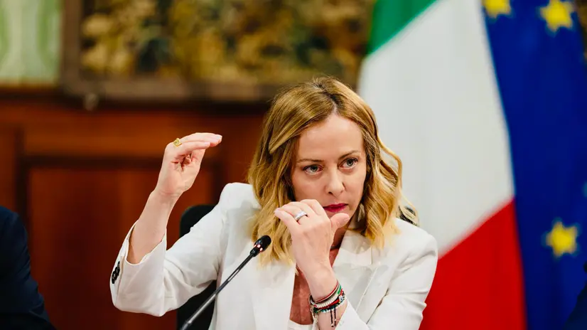 La presidente del Consiglio, Giorgia Meloni, partecipa alla quarta riunione della Cabina di regia del Piano Mattei per l'Africa, iniziata da pochi minuti nella Sala Verde di Palazzo Chigi, 19 maggio 2025. ANSA/FILIPPO ATTILI/US PALAZZO CHIGI +++ NPK +++ NO SALES, EDITORIAL USE ONLY ++++