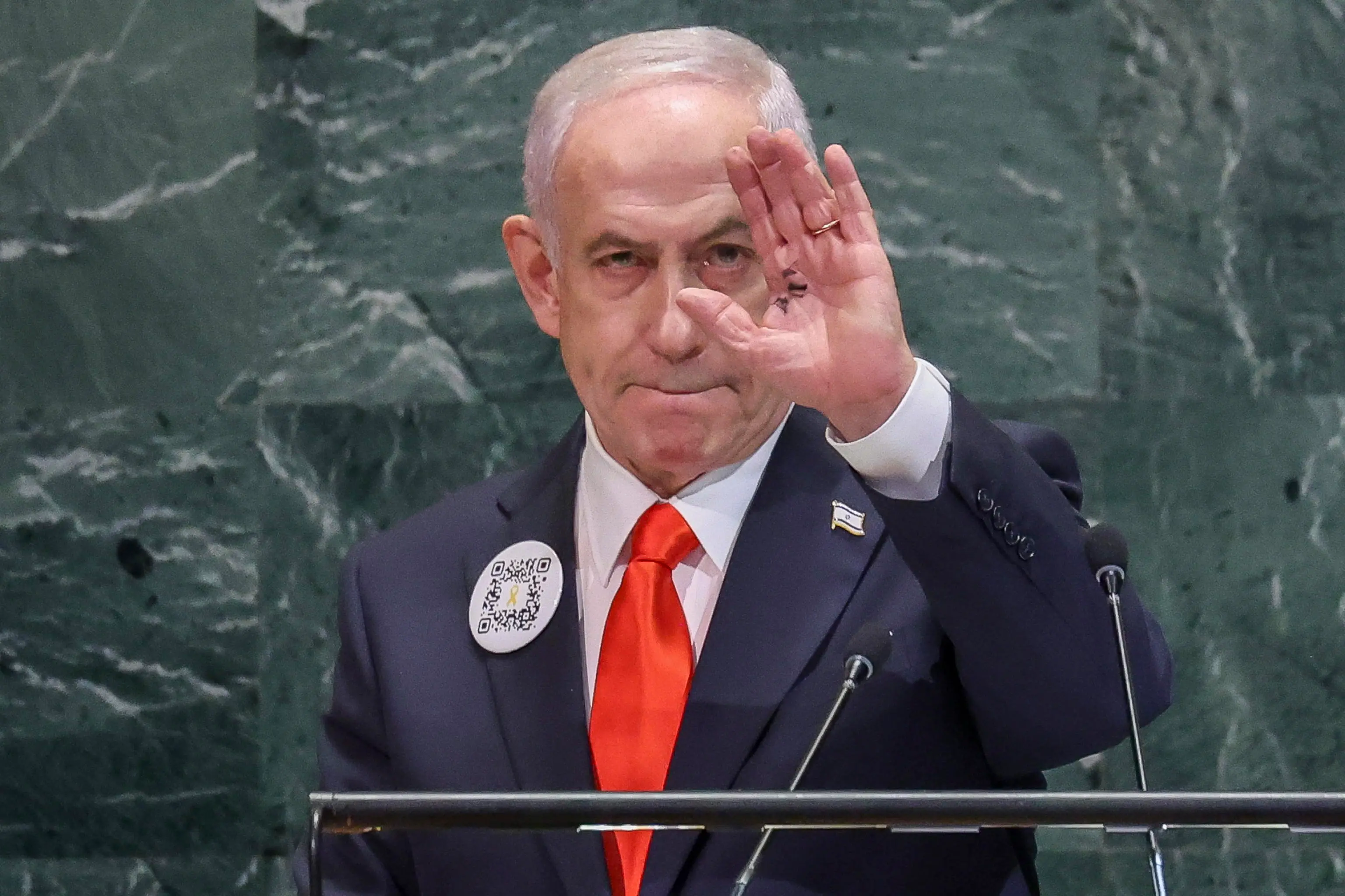 Il premier israeliano Benjamin Netanyahu intervenendo all'assemblea generale dell'Onu