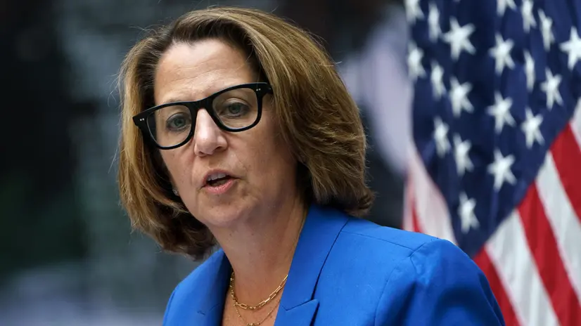 epa11817176 Deputy Attorney General Lisa Monaco speaks during an event marking the departure of Bureau of Alcohol, Tobacco, Firearms and Explosives (ATF) Director Steve Dettelbach at the ATF Headquarters in Washington, DC, USA, 10 January 2025. Director Dettelbach is leaving the ATF after leading the law enforcement organization for three years. EPA/WILL OLIVER