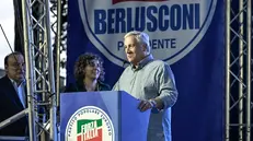 DOLORS MONTSERRAT - Segretario Generale PPE ed ilministro Antonio Tajani sul palco della festa di Forza Italia " Liberta' " a Telese Terme (Benevento) 26 settembre 2025. ANSA / CIRO FUSCO