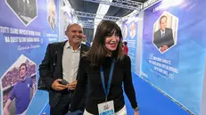 Anna Maria Bernini Ministro dell’ Università e della Ricerca Scientifica partecipa alla festa di Forza Italia " Liberta' " a Telese Terme (Benevento) 27 settembre 2025. ANSA / CIRO FUSCO