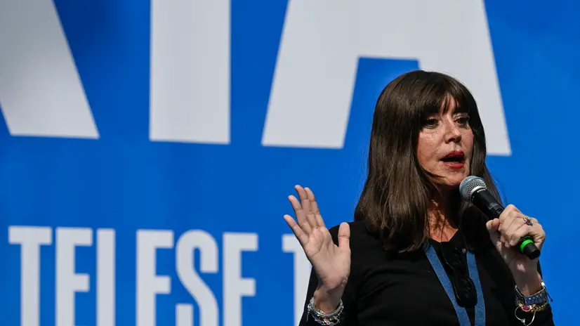 Anna Maria Bernini Ministro dell’ Università e della Ricerca Scientifica partecipa alla festa di Forza Italia " Liberta' " a Telese Terme (Benevento) 27 settembre 2025. ANSA / CIRO FUSCO
