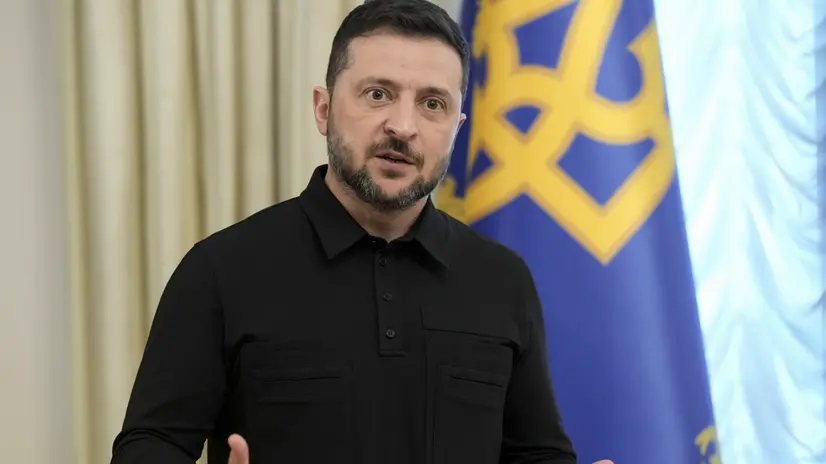 epa12410022 Ukrainian President Volodymyr Zelensky holds a briefing for journalists in Kyiv, Ukraine, 27 September 2025, amid the Russian invasion. The Ukrainian president addressed the media after returning from a trip to the USA. EPA/STRINGER