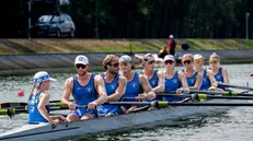 Meriano in azione nell'otto mix ai Mondiali cinesi