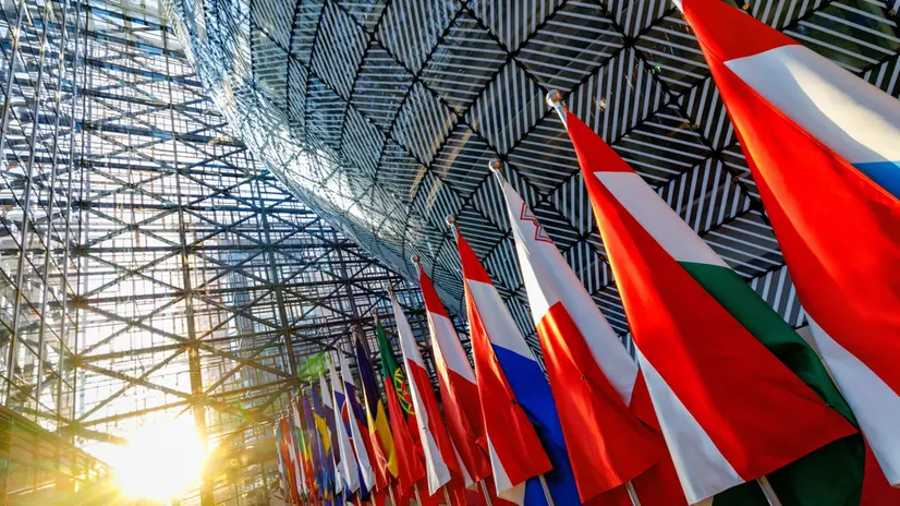 epa12413975 European member states' flags line the arrival hall prior to an European Competitiveness Council, in Brussels, Belgium, 29 September 2025. EU competitiveness ministers will gather in Brussels from 29 to 30 September to discuss internal market and industrial policy matters, and research and innovation. EPA/OLIVIER MATTHYS