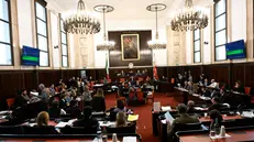 La seduta del Consiglio comunale che si esprimerà sulla delibera per la vendita dello stadio di San Siro, Milano, 29 settembre 2025. ANSA/DANIEL DAL ZENNARO