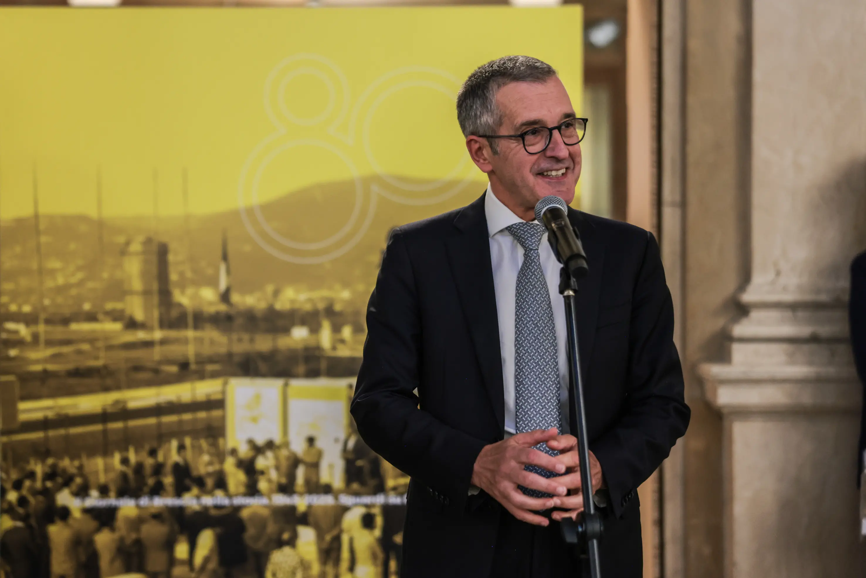 L'inaugurazione della mostra «Il Giornale di Brescia nella storia. 1945-2025. Sguardi su Brescia e sull'Italia»