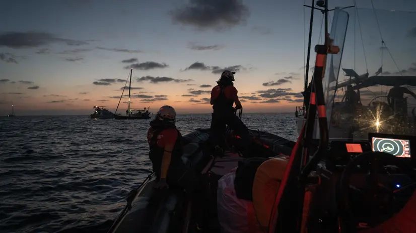 Una nave della Global Sumud Flotilla in acque internazionali