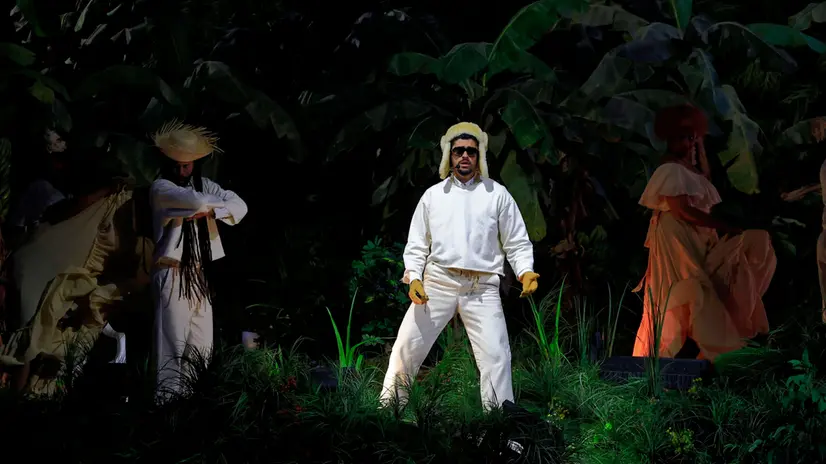 epa12394607 Bad Bunny performs at the Coliseo de Puerto Rico in San Juan, Puerto Rico, 20 September 2025. He concluded his residency, 'No Me Quiero Ir De Aqui: Una Mas,' with an additional and 31st show, turning the event into a public celebration. The concert was broadcast across plazas, cinemas, and venues throughout the island via the Amazon Music platform. EPA/Thais Llorca