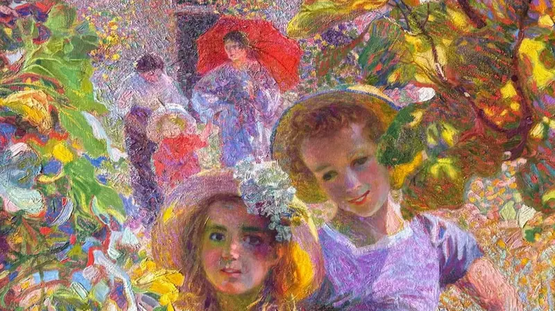 Plinio Nomellini, Bambini in giardino, 1913. Collezione privata