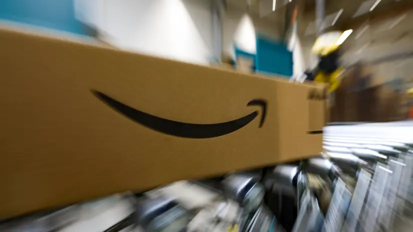 epa11732982 A package on a transport belt at the Amazon logistic and distribution center in Werne, Germany, 21 November 2024. Online retailers are preparing for the Black Friday shopping event which sees people all over the world getting discounted products as retailers slash prices. EPA/CHRISTOPHER NEUNDORF