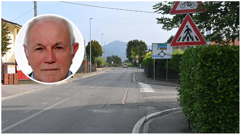 Il luogo dell'incidente a Passirano, nel tondo Carlo Lumini - © www.giornaledibrescia.it