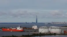 epa12407702 Oil products tankers Vela (Singapore, L) and Jag Sparrow (Bahamas, R) are moored at the berth of St. Petersburg Oil Terminal, in the Port of St. Petersburg, Russia, 26 September 2025. The terminal is a key player in the Russian oil industry and a major logistics hub in the Baltic region. EPA/ANATOLY MALTSEV