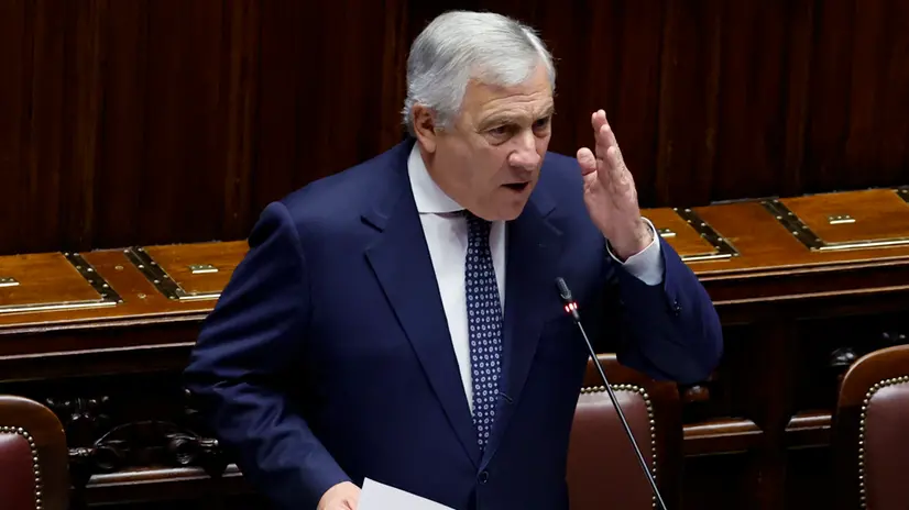 Minister for Foreign Affairs and International Cooperation, Antonio Tajani during statement at the Chamber of Deputies on recent developments in the Gaza Strip, Rome, 2 October 2025. ANSA/FABIO FRUSTACI