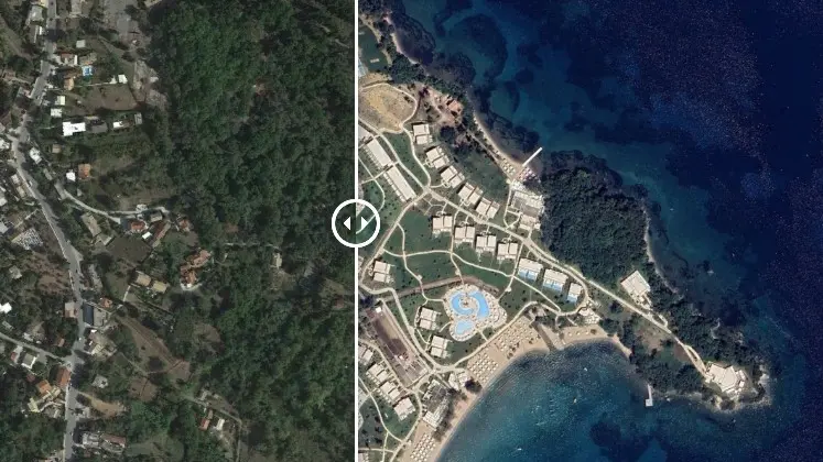 Il lago di Garda, prima e dopo - Immagine satellitare