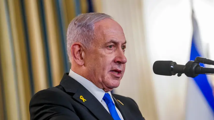 epa12415300 Israeli Prime Minister Benjamin Netanyahu speaks during a joint press conference with US President Donald Trump, in the State Dining Room of the White House in Washington, DC, USA, 29 September 2025. In their Oval Office meeting, Trump pressed Netanyahu to accept a peace deal to end Israel’s on-going war in Gaza, and for Hamas to free their remaining hostages. EPA/WILL OLIVER / POOL