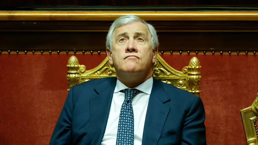 Il ministro degli Affari Esteri Antonio Tajani in Senato durante le comunicazioni sui recenti sviluppi della situazione nella Striscia di Gaza, Roma, 2 Ottobre 2025. ANSA/GIUSEPPE LAMI