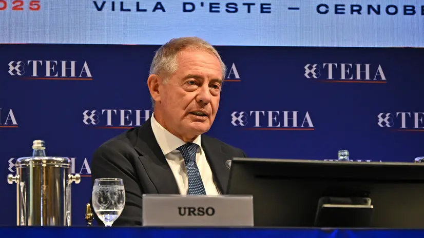 Adolfo Urso (Minister of Enterprise and Made in Italy) on the occasion of the third day of the 51th Ambrosetti Forum "The current and future scenario for competitive strategies". Cernobbio, Italy, 07 September 2025. ANSA/MICHELE MARAVIGLIA