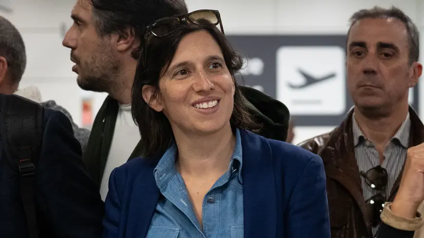 Ad accoglierli Elly Schlein, Angelo Bonelli e Lorenzo Patuanelli oltre al Sindaco di Roma Roberto Gualtieri. Fiumicino, 3 Ottobre 2025. ANSA/TELENEWS