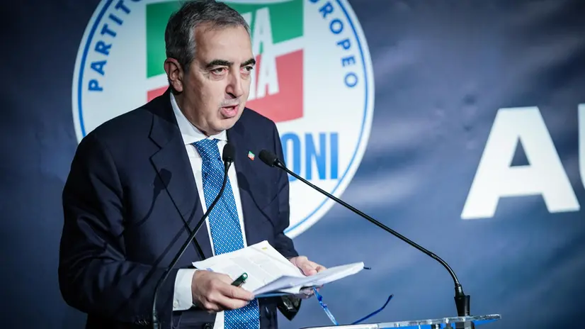Maurizio Gasparri durante l'evento di Forza Italia Musei dell'automobile di Torino per non essere solo museo. Presso il Museo nazionale dell'automobile Mauto. Torino 29 marzo 2025 ANSA/TINO ROMANO