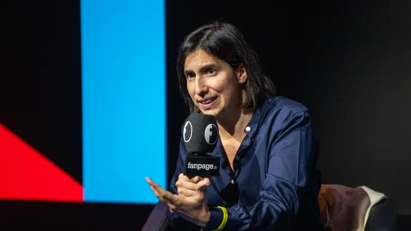 Elly Schlein, Segretaria del Partito Democratico, durante la seconda giornata del Rumore Festival. Roma 5 ottobre 2025. ANSA / FEDERICO PERRUOLO