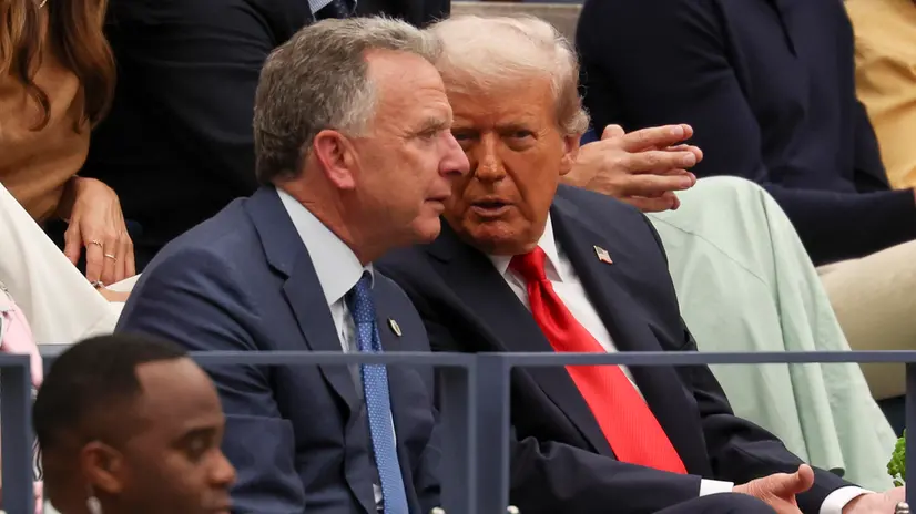 epa12360535 US White House Special Envoy to the Middle East Steve Witkoff (L) and US President Donald J. Trump (R) watch the men’s singles final of the US Open Tennis Championships at the USTA Billie Jean King National Tennis Center in Flushing Meadows, New York, USA, 07 September 2025. EPA/SARAH YENESEL