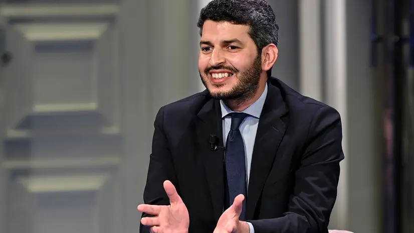 Yassine Lafram, presidente dell’Unione delle Comunità Islamiche d’Italia (UCOII), durante la trasmissione televisiva Porta a Porta in onda su Rai Uno, Roma, 8 giugno 2021. ANSA/RICCARDO ANTIMIANI