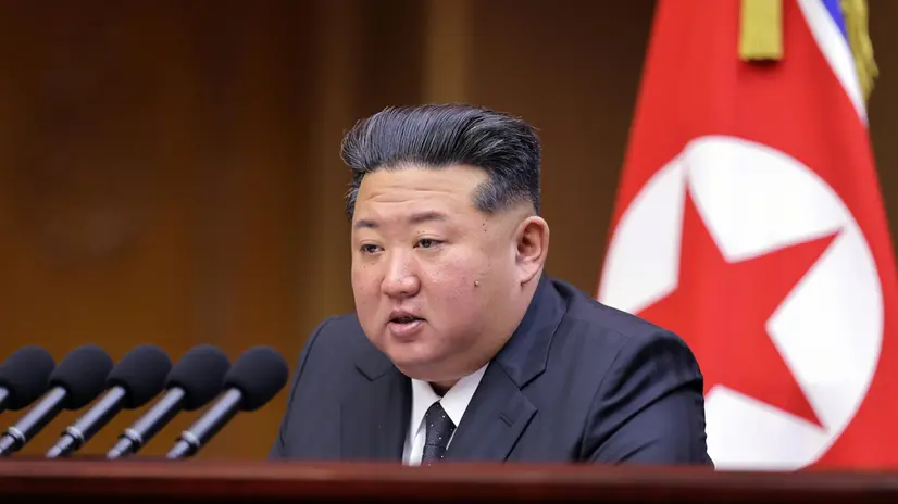 epa12397003 An undated photo released by the official North Korean Central News Agency (KCNA) shows North Korean Leader Kim Jong Un speaking during the 13th Session of the 14th Supreme People's Assembly of the Democratic People's Republic of Korea, at the Mansudae Assembly Hall in Pyongyang, North Korea, (issued 22 September 2025). EPA/KCNA EDITORIAL USE ONLY