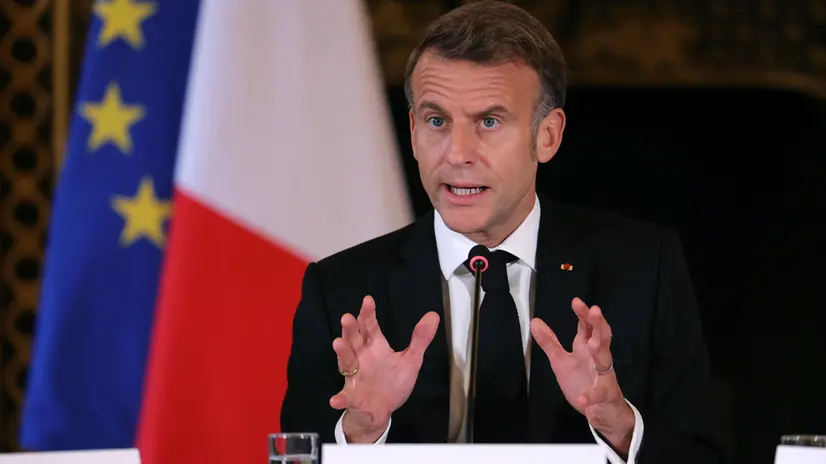 epa12442255 France's President Emmanuel Macron speaks during a a Ministerial meeting on the implementation of the Middle East peace plan at the Quai d'Orsay, France's Ministry for Europe and Foreign Affairs, in Paris, France, 09 October 2025. Israel and Hamas on October 9, 2025 agreed a Gaza ceasefire deal to free the remaining living hostages, in a major step towards ending a war that has killed tens of thousands of people and unleashed a humanitarian catastrophe. EPA/THOMAS SAMSON / POOL MAXPPP OUT