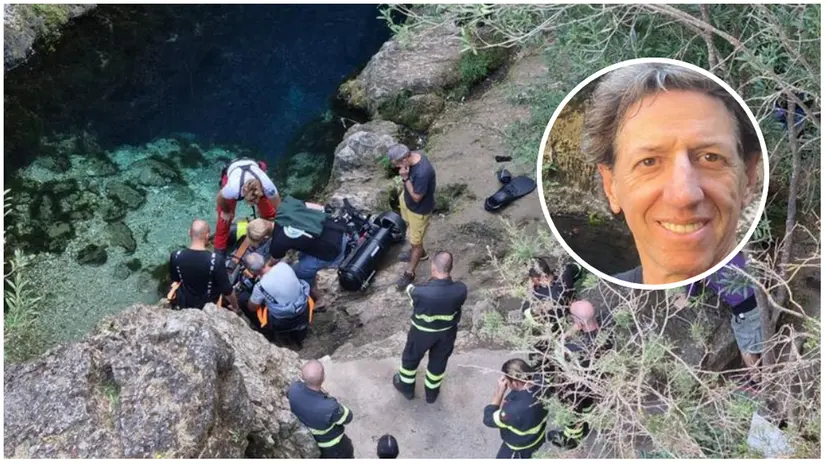 Il sub Luca Pedrali ha avuto un malore durante un'esplorazione in profondità in una grotta - © www.giornaledibrescia.it