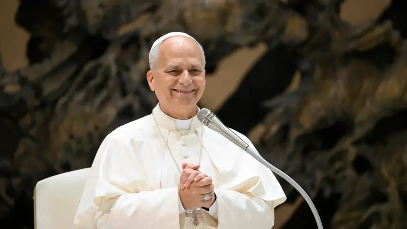 A handout photo made available by Vatican Media shows Pope Leo XIV during a meeting of the Jubilee of Consecrated Life in the Hall Paul VI, Vatican City, 10 October 2025. ANSA/VATICAN MEDIA +++ ANSA PROVIDES ACCESS TO THIS HANDOUT PHOTO TO BE USED SOLELY TO ILLUSTRATE NEWS REPORTING OR COMMENTARY ON THE FACTS OR EVENTS DEPICTED IN THIS IMAGE; NO ARCHIVING; NO LICENSING +++ NPK