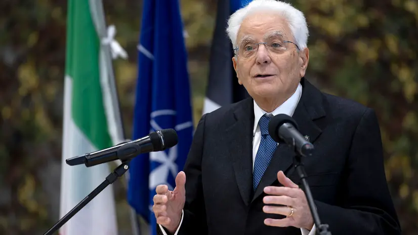Tallinn - Il Presidente della Repubblica Sergio Mattarella rivolge il suo indirizzo di saluto in occasione dell'incontro con il contingente italiano della Task Force - 4° Stormo, oggi 10 ottobre 2025. (Foto di Paolo Giandotti - Ufficio Stampa per la Stampa e la Comunicazione della Presidenza della Repubblica)