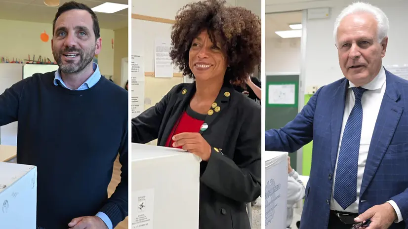COMBO Elezioni Regionali Toscana Da sinistra Alessandro Tomasi, Antonella Bundu e Eugenio Giani
