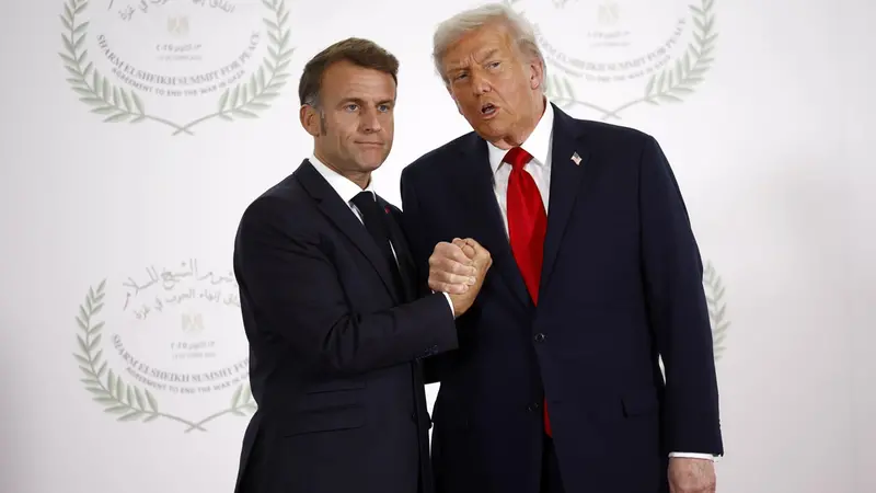 Macron e Trump al summit di Sharm-el-Sheikh - Foto Ansa © www.giornaledibrescia.it