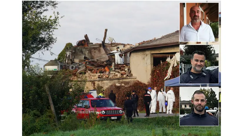 La cascina crollata e i tre carabinieri morti: dall'alto Piffari e Daprà, di origini bresciane - Foto Ansa © www.giornaledibrescia.it