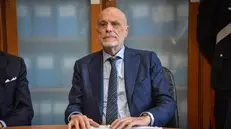 Il procuratore capo di Milano Marcello Viola alla conferenza stampa in Procura su inchiesta della Dda di Milano su una società di investigazione e dossieraggio anche per grandi imprese, Milano 26 Ottobre 2024 ANSA/MATTEO CORNER