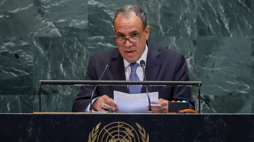 epa12410829 Minister of Foreign Affairs of Egypt Badr Ahmed Mohamed Abdelatty speaks during the General Debate of the 80th session of the United Nations General Assembly at United Nations headquarters in New York, New York, USA, 27 September 2025. EPA/SARAH YENESEL