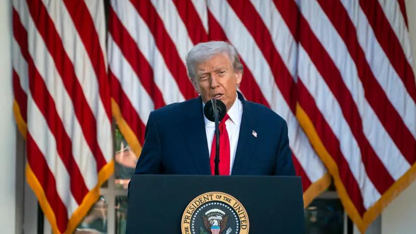 epa12454381 US President Donald Trump during a ceremony to posthumously award Charlie Kirk the Presidential Medal of Freedom, in the Rose Garden of the White House in Washington, DC, USA, 14 October 2025. EPA/WILL OLIVER
