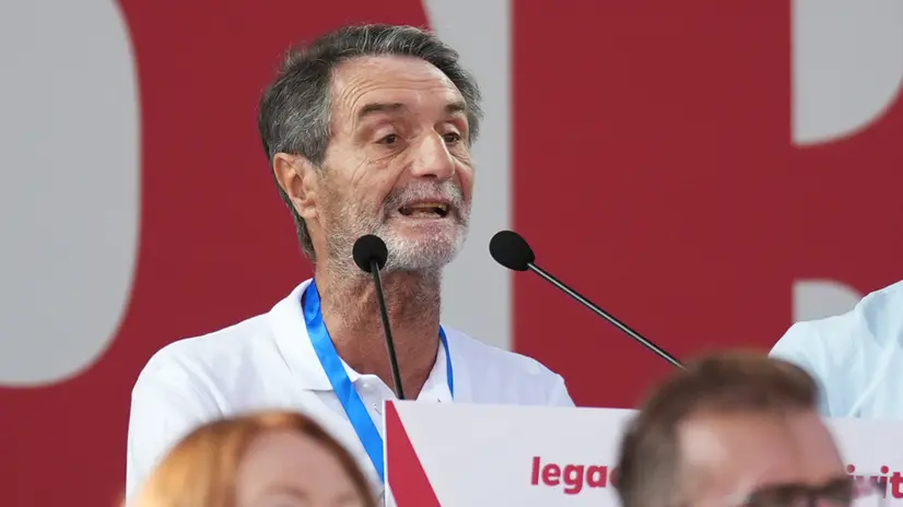 Attilio Fontana (President of Lombardia) during the traditional Lega party rally in Pontida (Bergamo), 21 september 2025. ANSA/MICHELE MARAVIGLIA