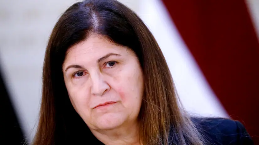 epa12328890 Palestinian Minister for Foreign Affairs and Expatriates, Varsen Aghabekian Shahin looks on during a press conference with Latvian Foreign Minister Baiba Braze (not pictured) following their meeting in Riga, Latvia, 28 August 2025. EPA/TOMS KALNINS