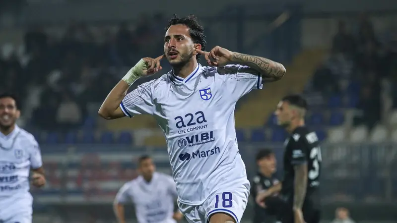 De Maria a segno contro la Pro Patria - Foto New Reporter © www.giornaledibrescia.it